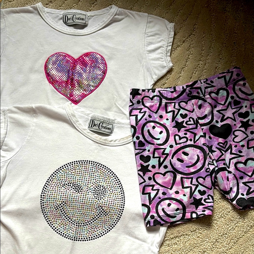 T shirt Biker Shorts Lot Dori Creations & Too Sweet from Denny’s Lester’s Smiley